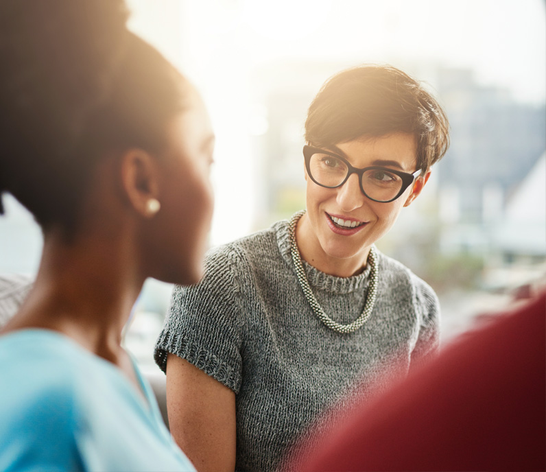 Woodland Therapy happy woman with short hai smiling